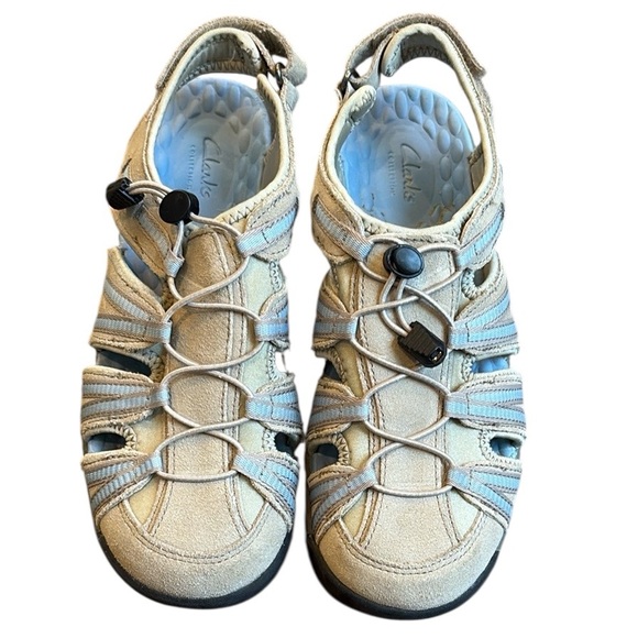 Clarks Tuvia Maddee Fisherman Sandal Women's 7.5 Sand Tan Outdoor Hiking - Picture 1 of 8